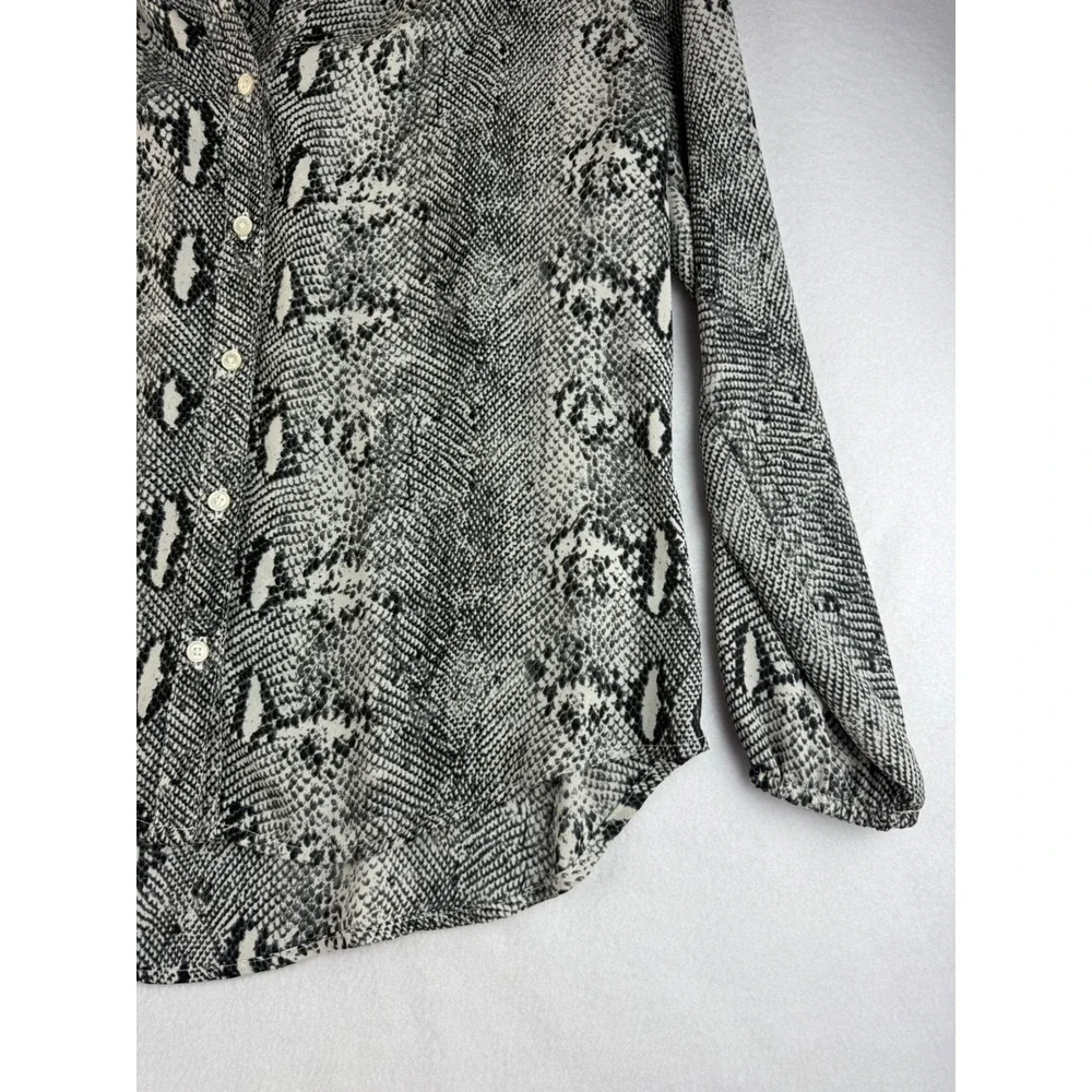 J. Crew Snakeskin Print Blouse Top Button Front Long‎ Sleeve Womens